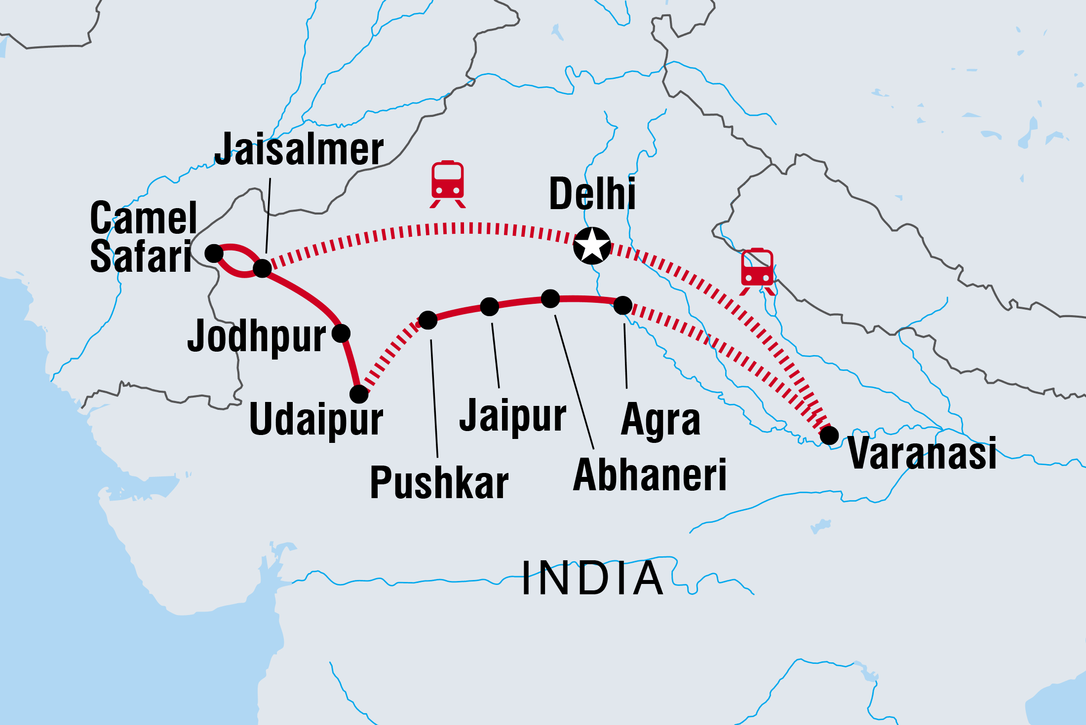 north india tourist map with distance