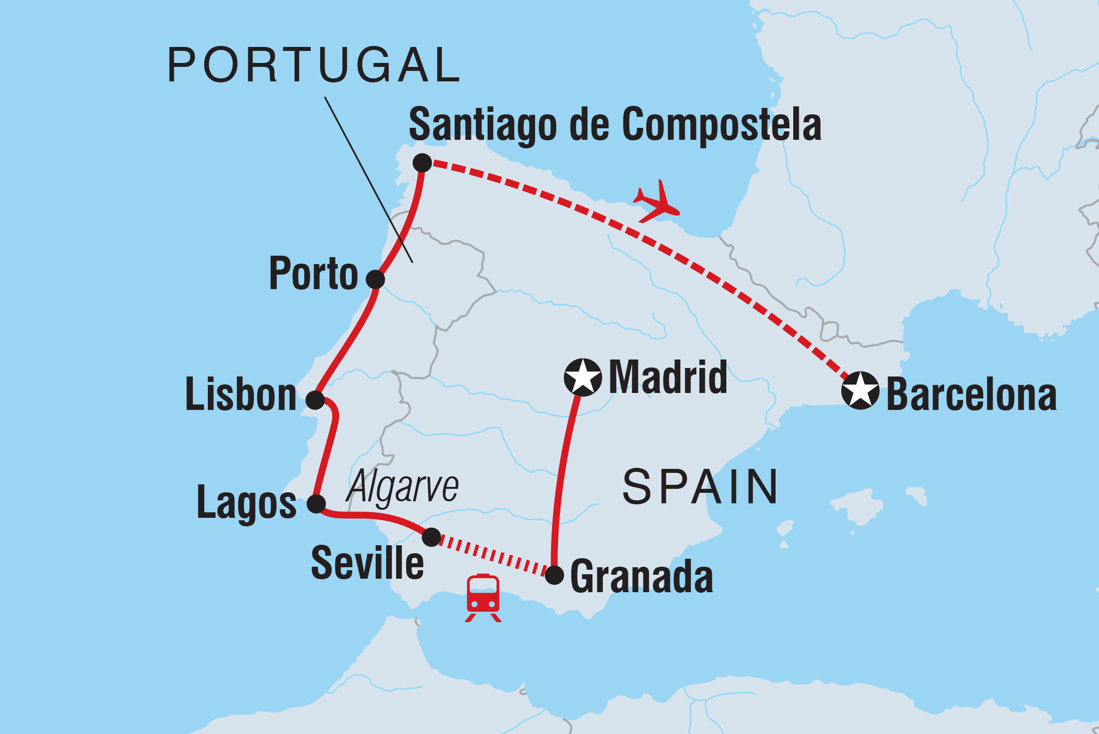 portugal to spain travel time