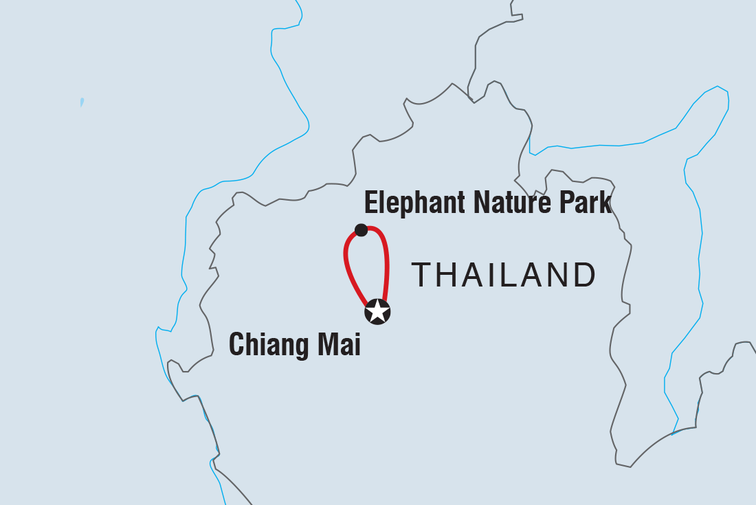 tourhub | Intrepid Travel | Chiang Mai & Elephant Experience  | TTAE | Route Map