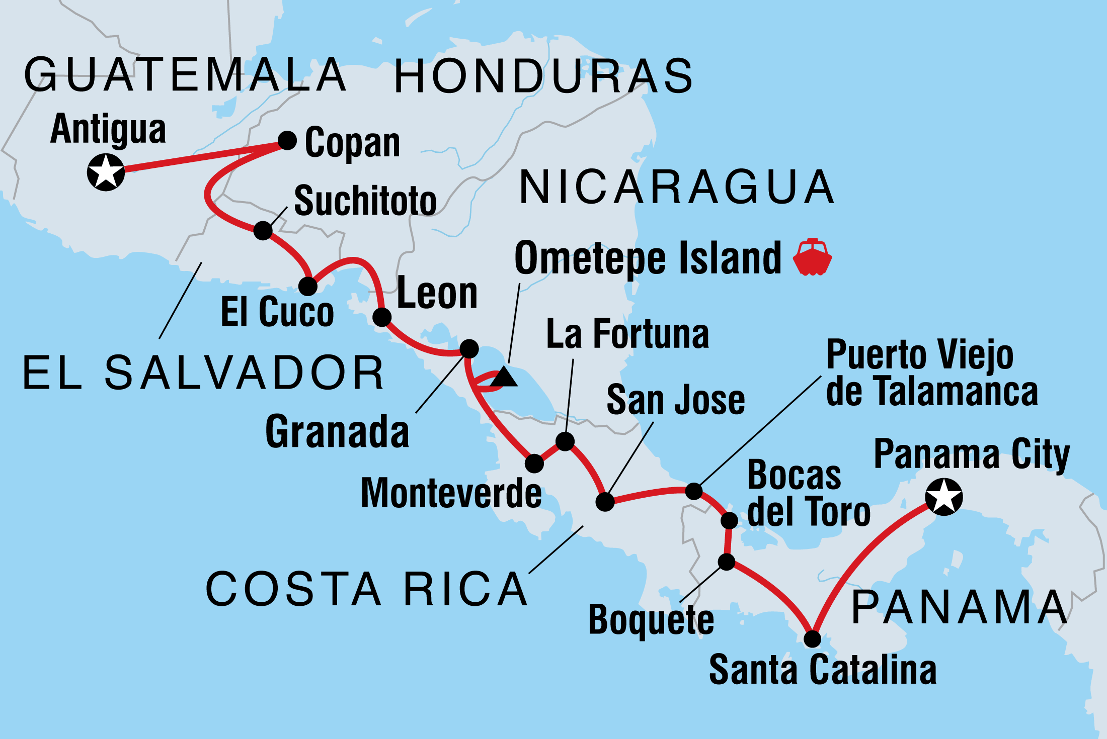 central america travel route