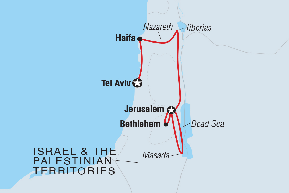 tourhub | Intrepid Travel | Premium Israel & the Palestinian Territories | Tour Map