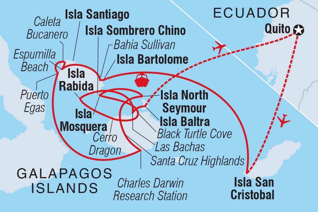 tourhub | Intrepid Travel | Classic Galapagos: Central Eastern Islands (Grand Queen Beatriz) | Tour Map