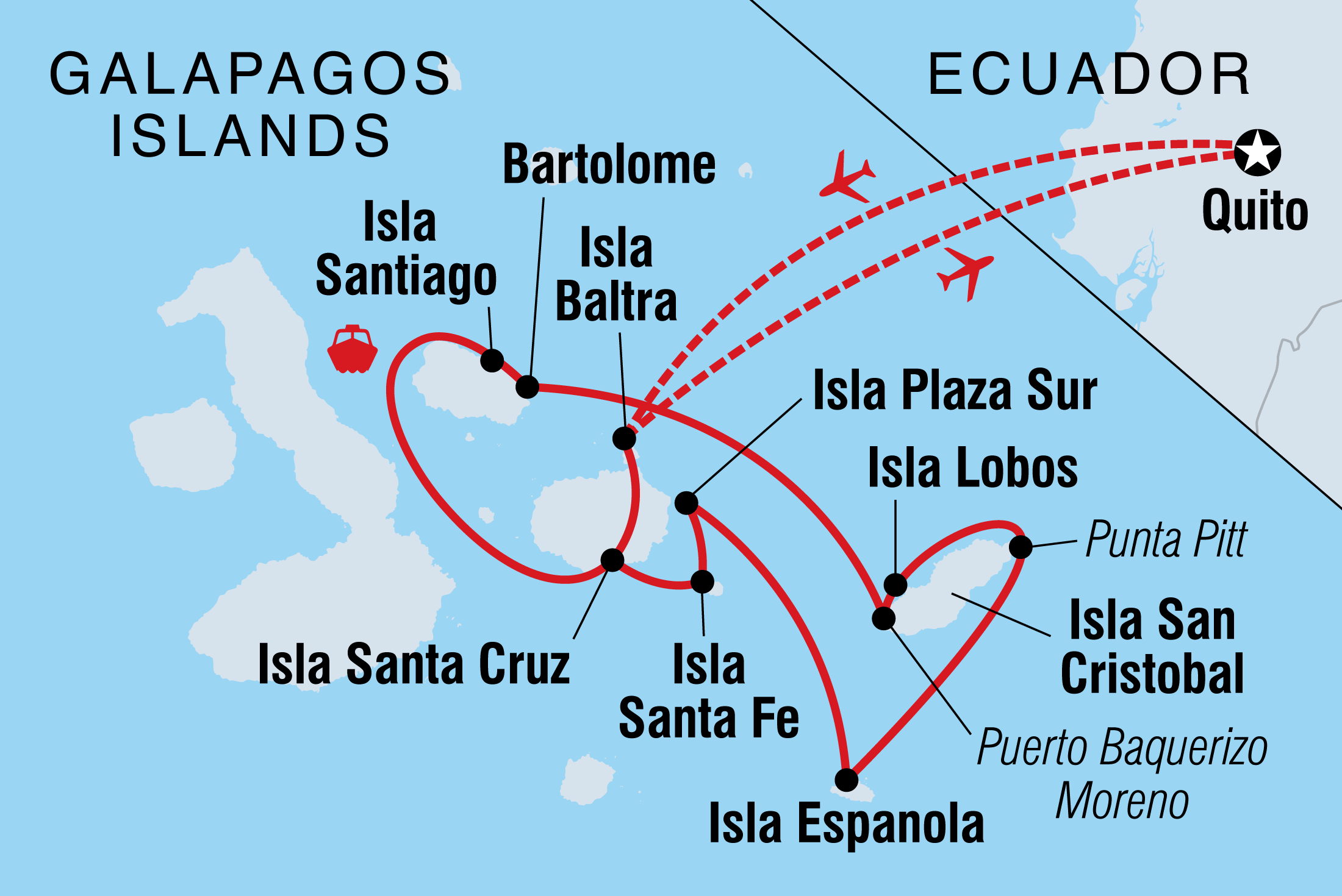 tourhub | Intrepid Travel | Classic Galapagos: South Eastern Islands (Grand Queen Beatriz) | Tour Map