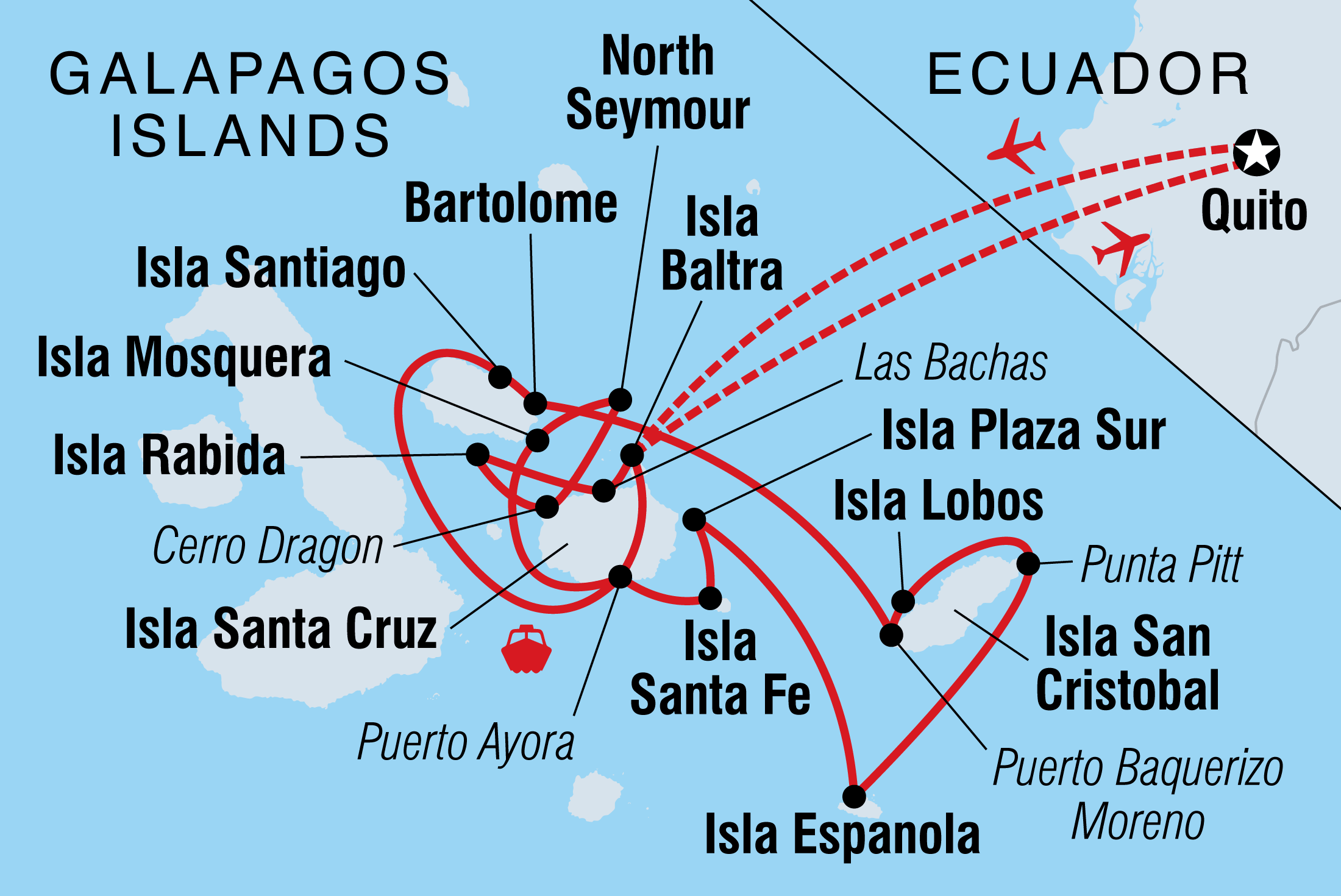 tourhub | Intrepid Travel | Galapagos Voyager: Central Islands (Grand Queen Beatriz) | Tour Map