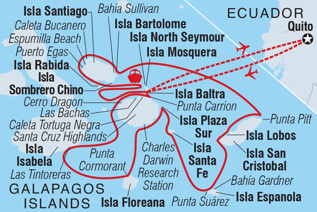 Grand Galapagos (Grand Queen Beatriz) Itinerary Map