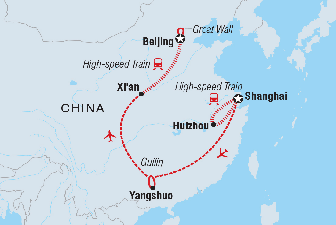 tourhub | Intrepid Travel | Premium China | Tour Map