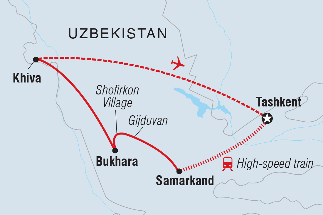 tourhub | Intrepid Travel | Premium Uzbekistan | Tour Map