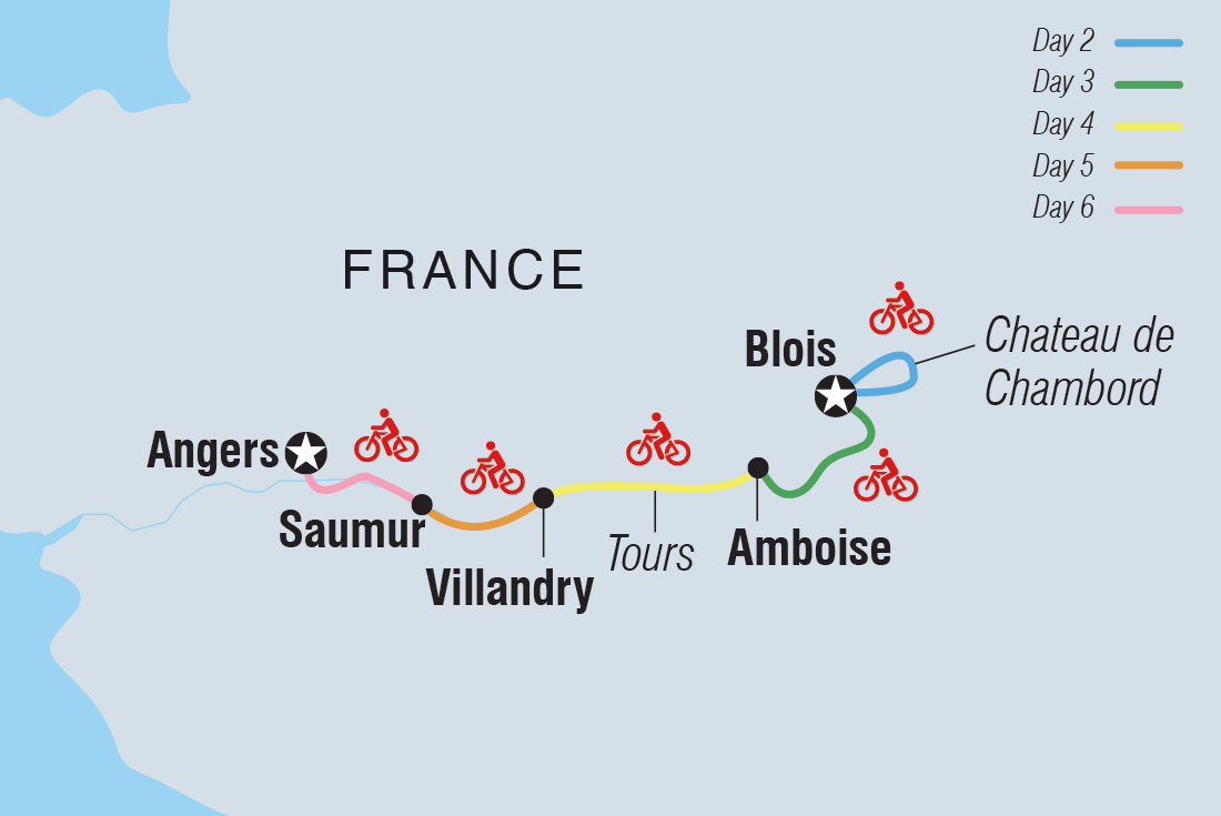 Cycle the Loire Valley Itinerary Map