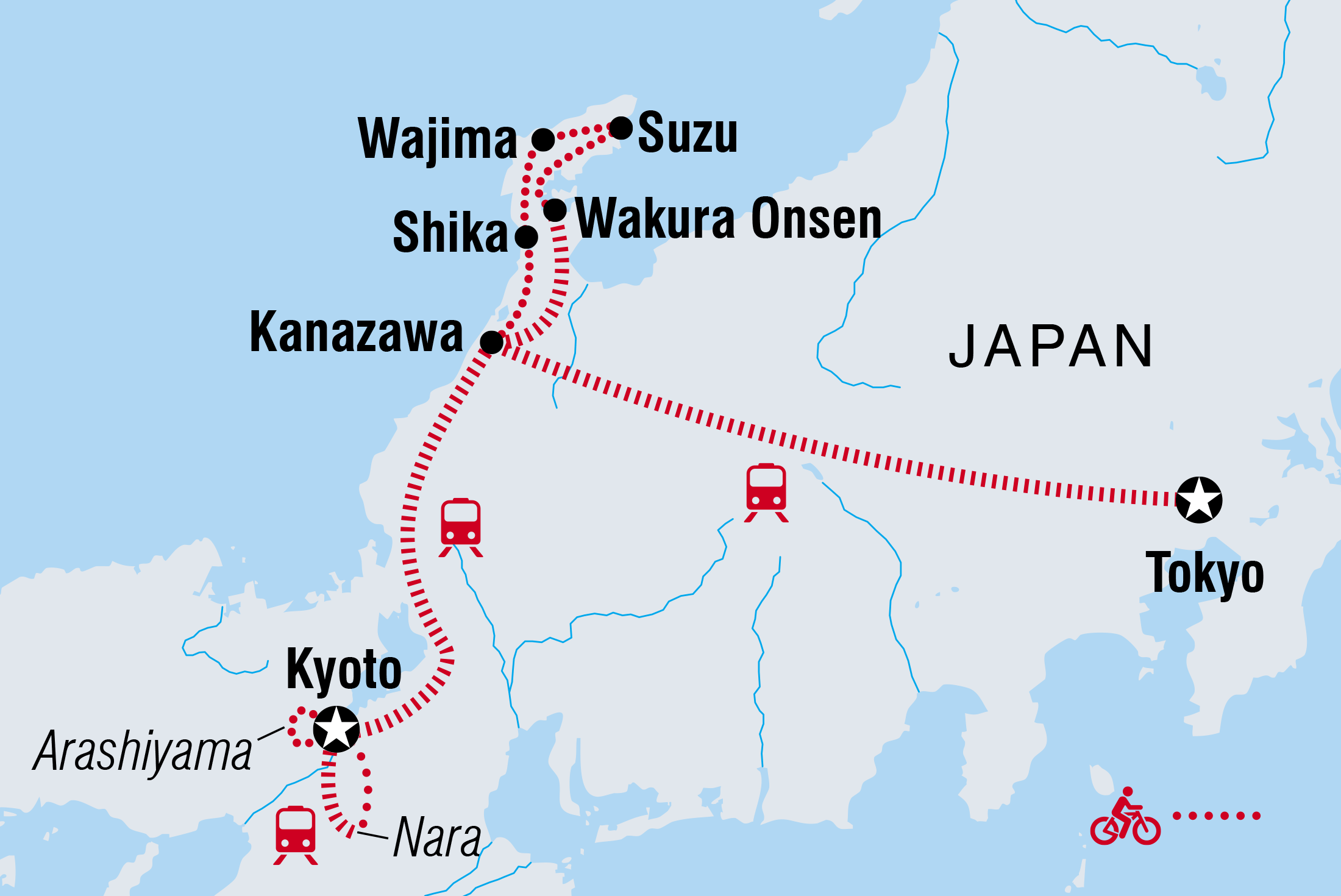 tourhub | Intrepid Travel | Cycle Japan | CJXC | Route Map