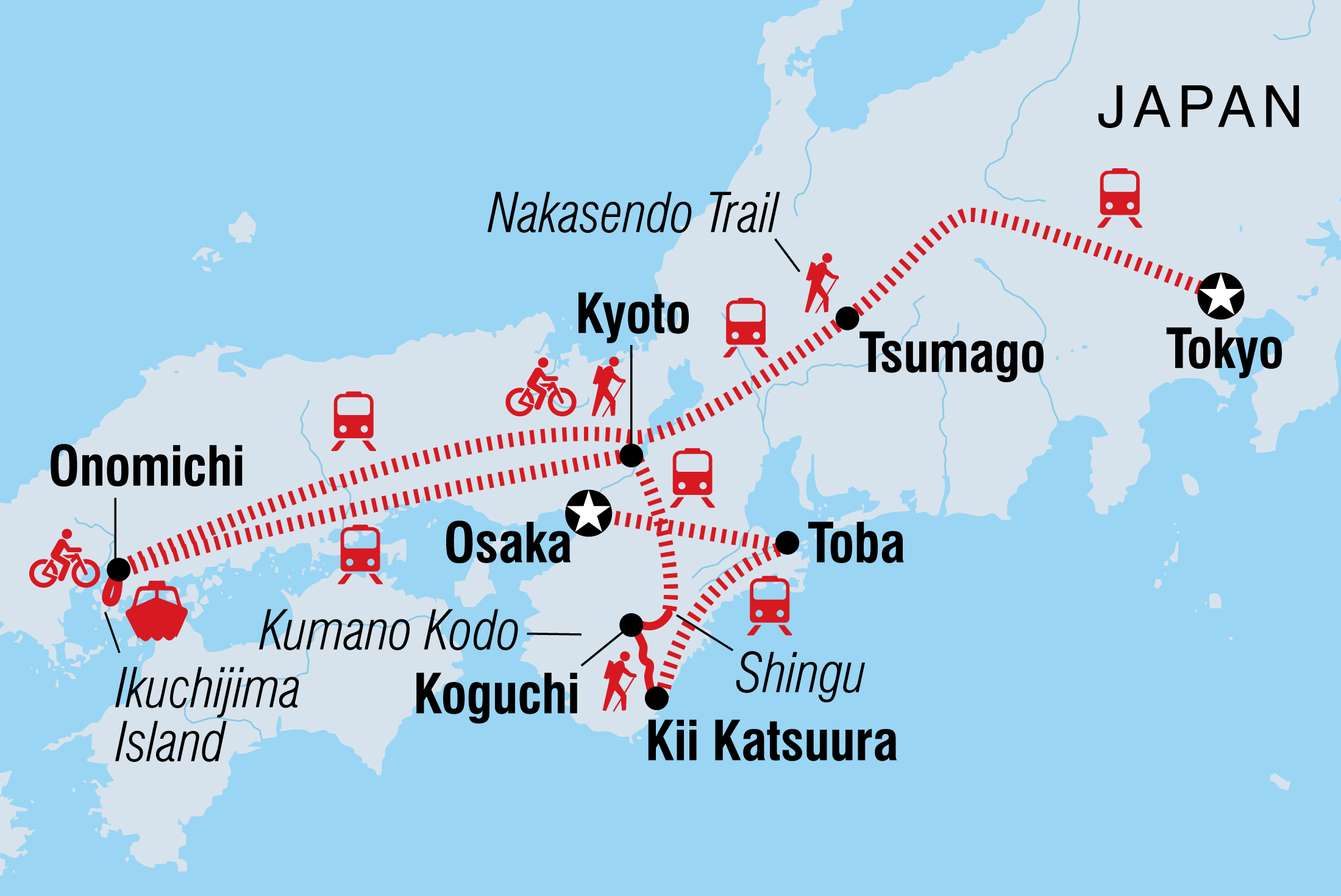 tourhub | Intrepid Travel | Japan: Hike, Bike & Kayak | Tour Map