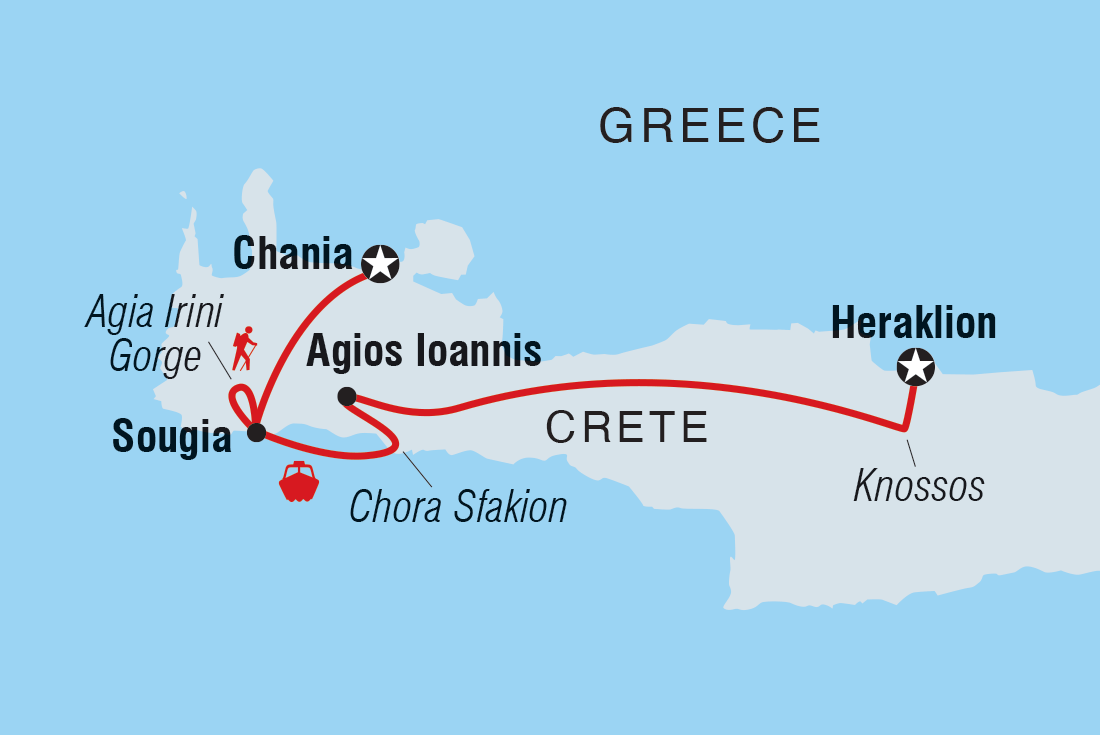 Highlights of Crete Itinerary Map