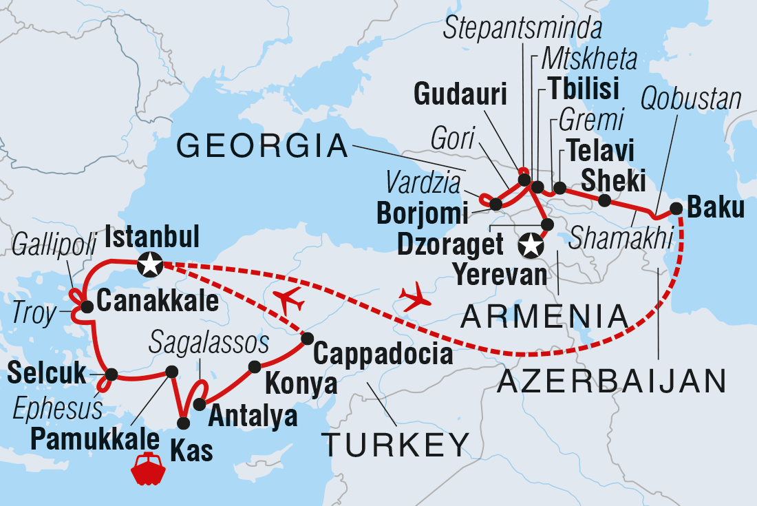 tourhub | Intrepid Travel | Premium Turkey & the Caucasus | Tour Map