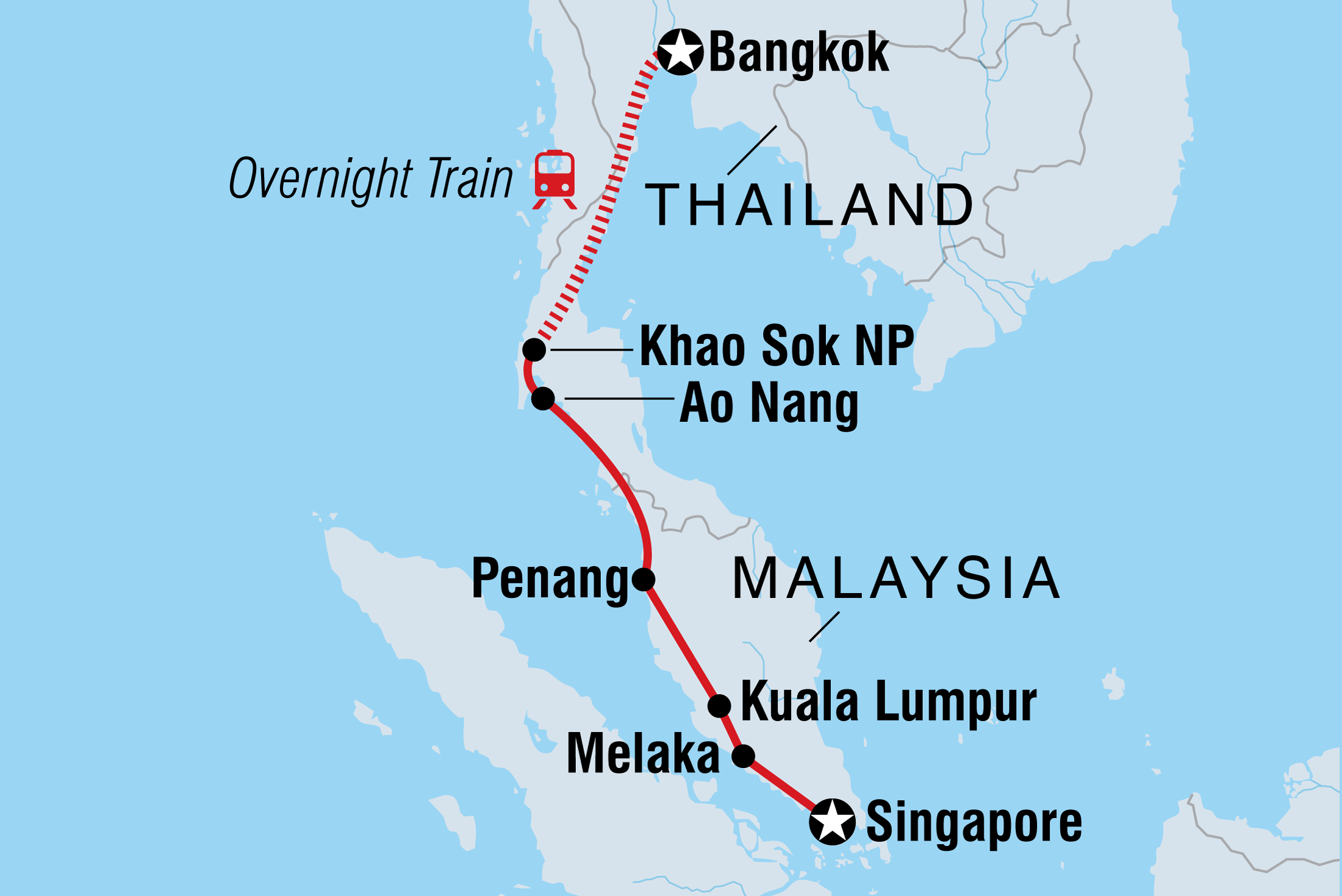 tourhub | Intrepid Travel | Bangkok to Singapore | Tour Map