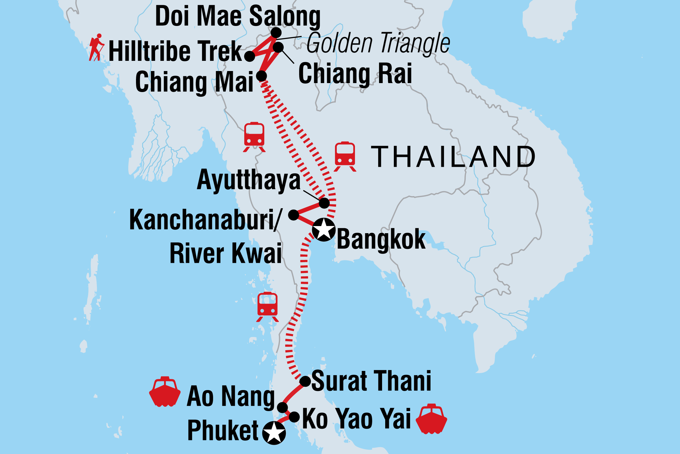 tourhub | Intrepid Travel | Thailand Adventure West Coast (Nov - Apr) | Tour Map