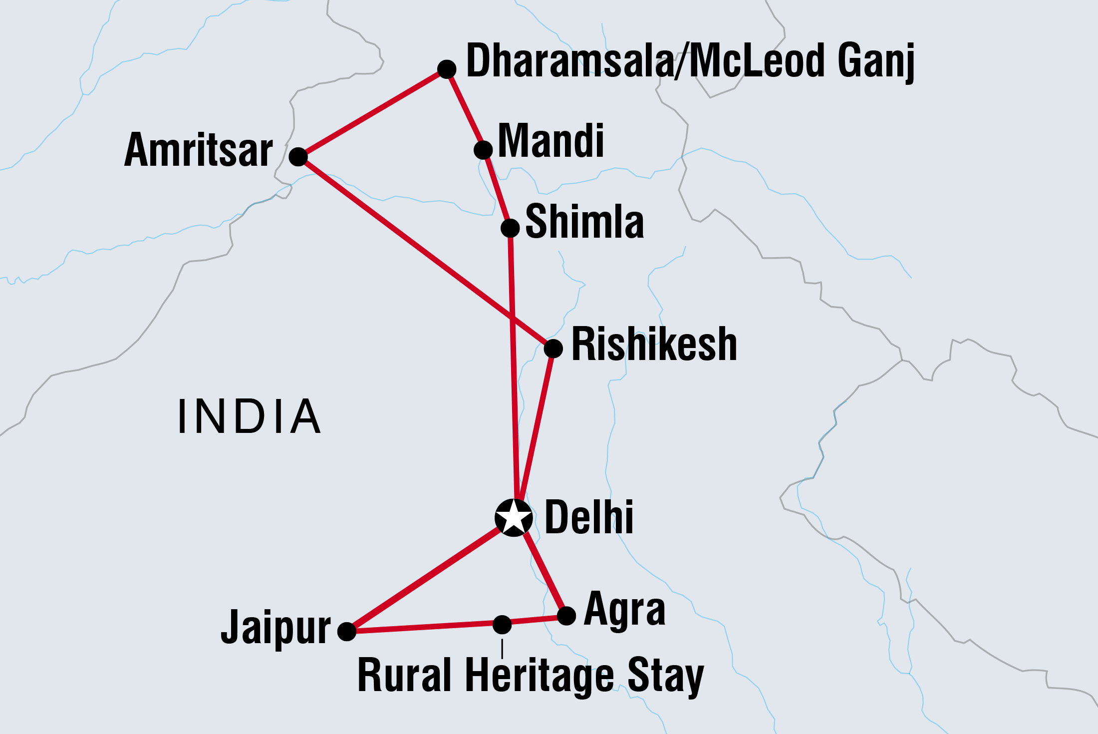 tourhub | Intrepid Travel | Best of India | HHSGC | Route Map