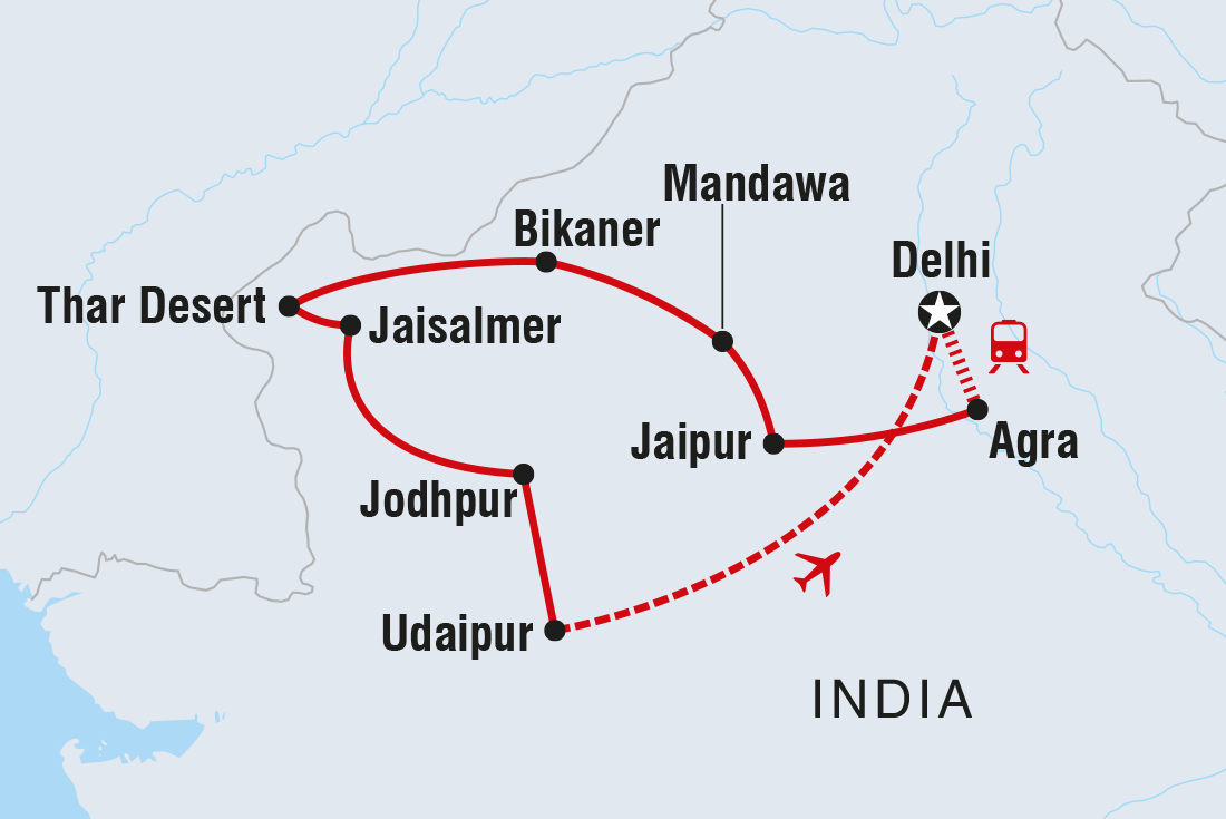 tourhub | Intrepid Travel | Rajasthan Experience | Tour Map