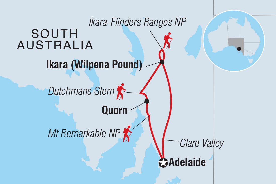 tourhub | Intrepid Travel | Walk South Australia's Flinders Ranges | Tour Map