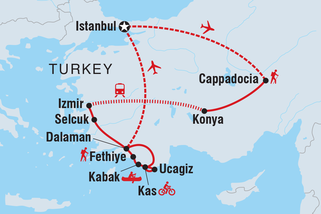 tourhub | Intrepid Travel | Turkey: Hike, Bike & Kayak | Tour Map