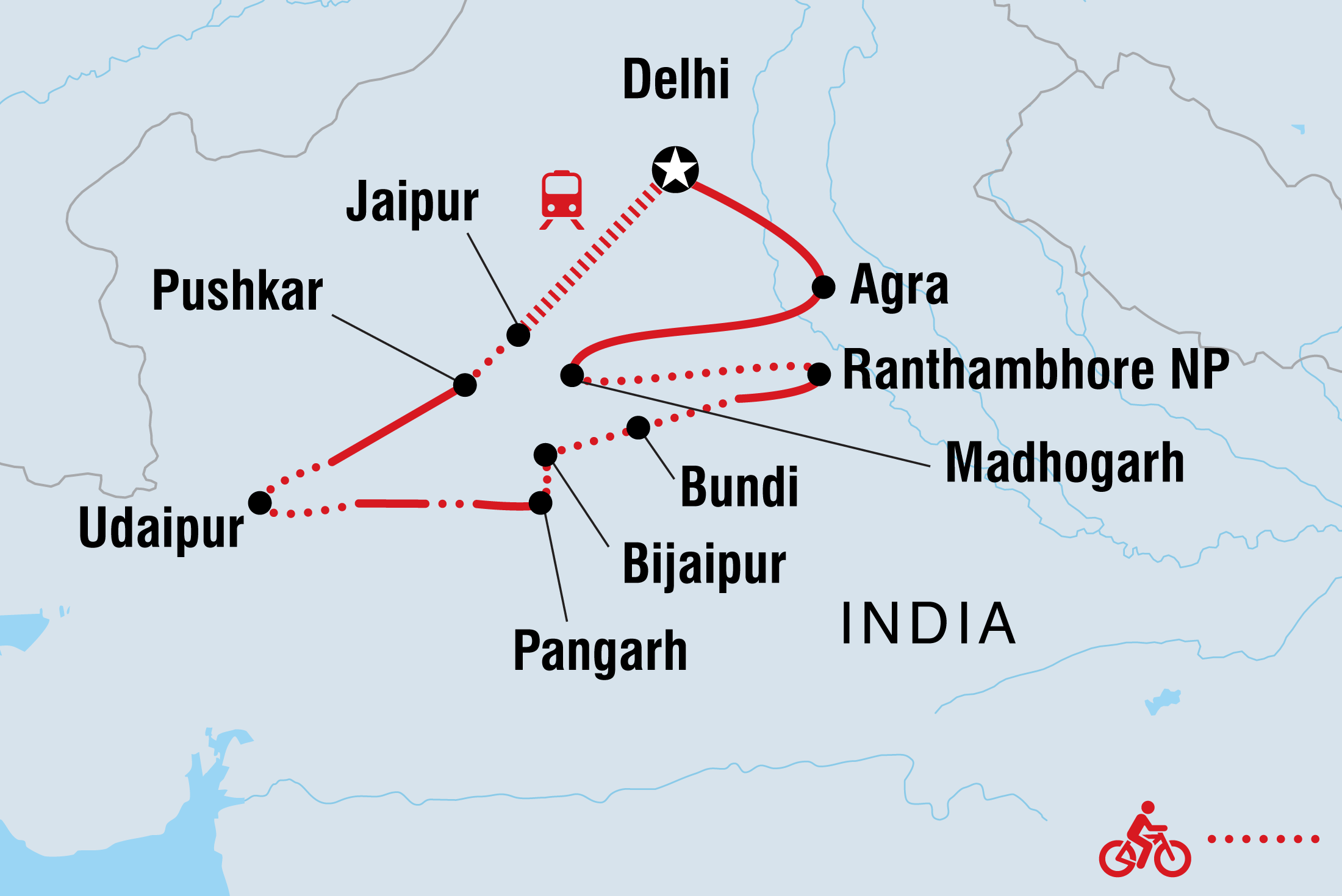 tourhub | Intrepid Travel | Cycle Rajasthan | Tour Map