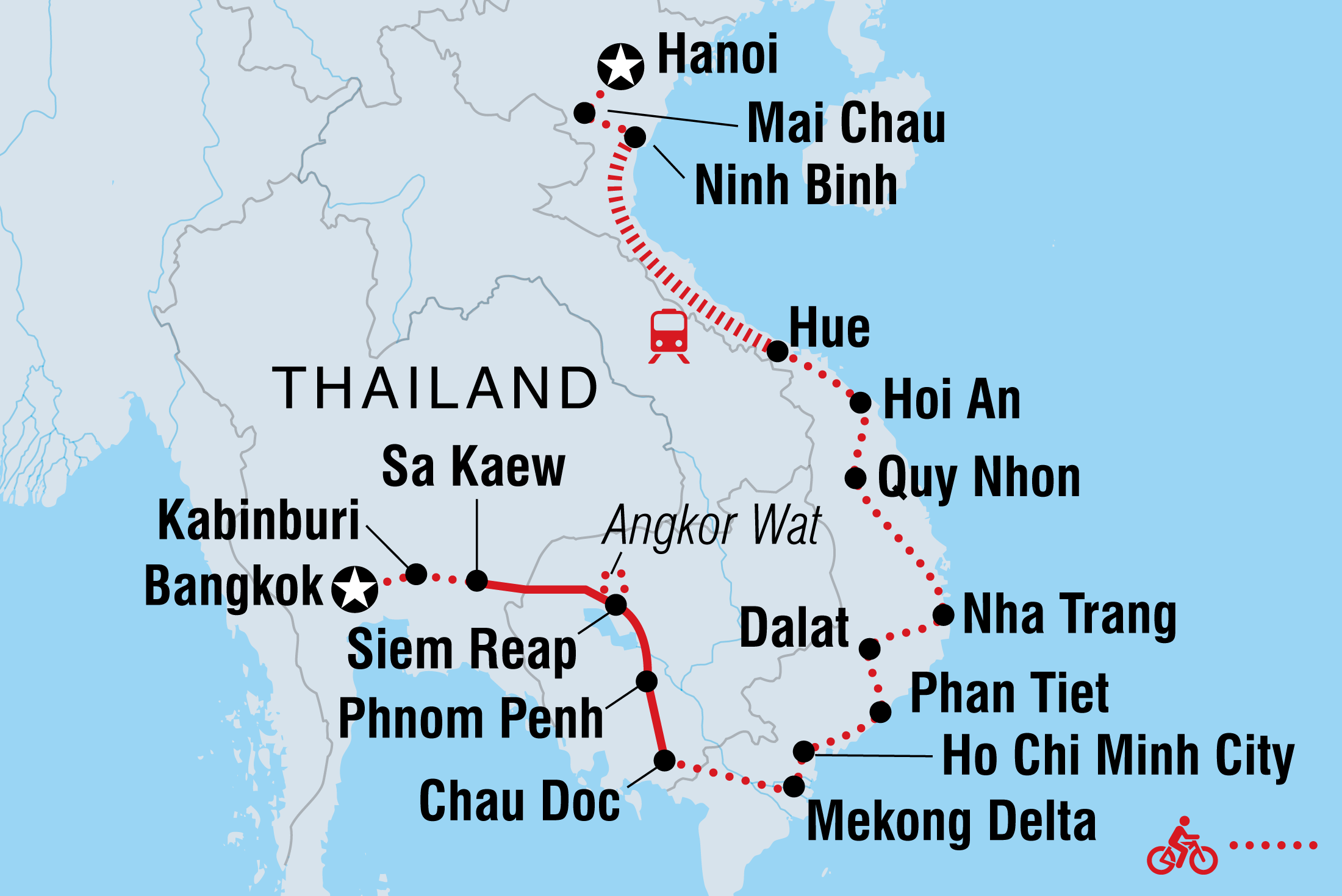 tourhub | Intrepid Travel | Cycle South East Asia | Tour Map