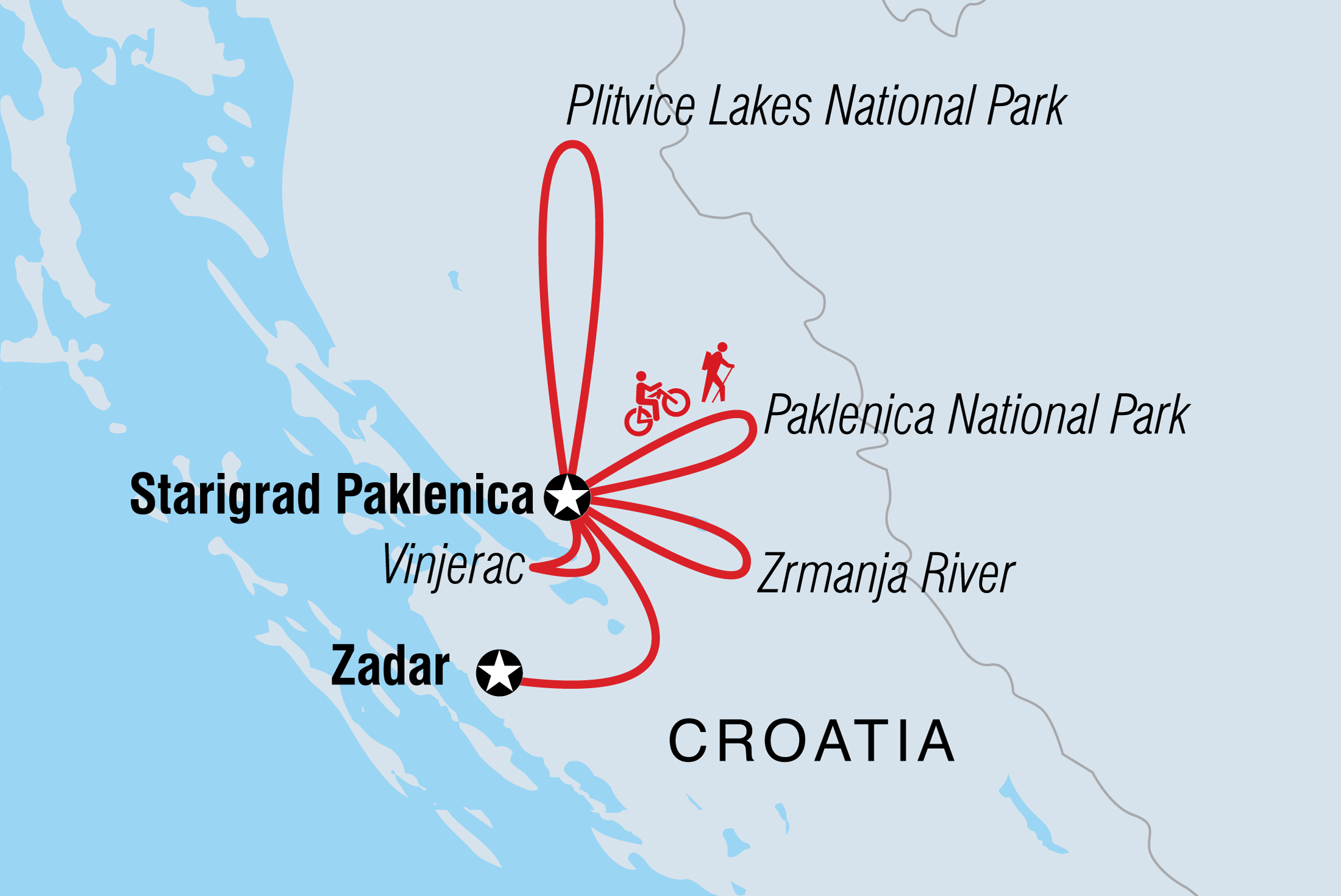 tourhub | Intrepid Travel | Croatia: Hike, Bike & Kayak | Tour Map