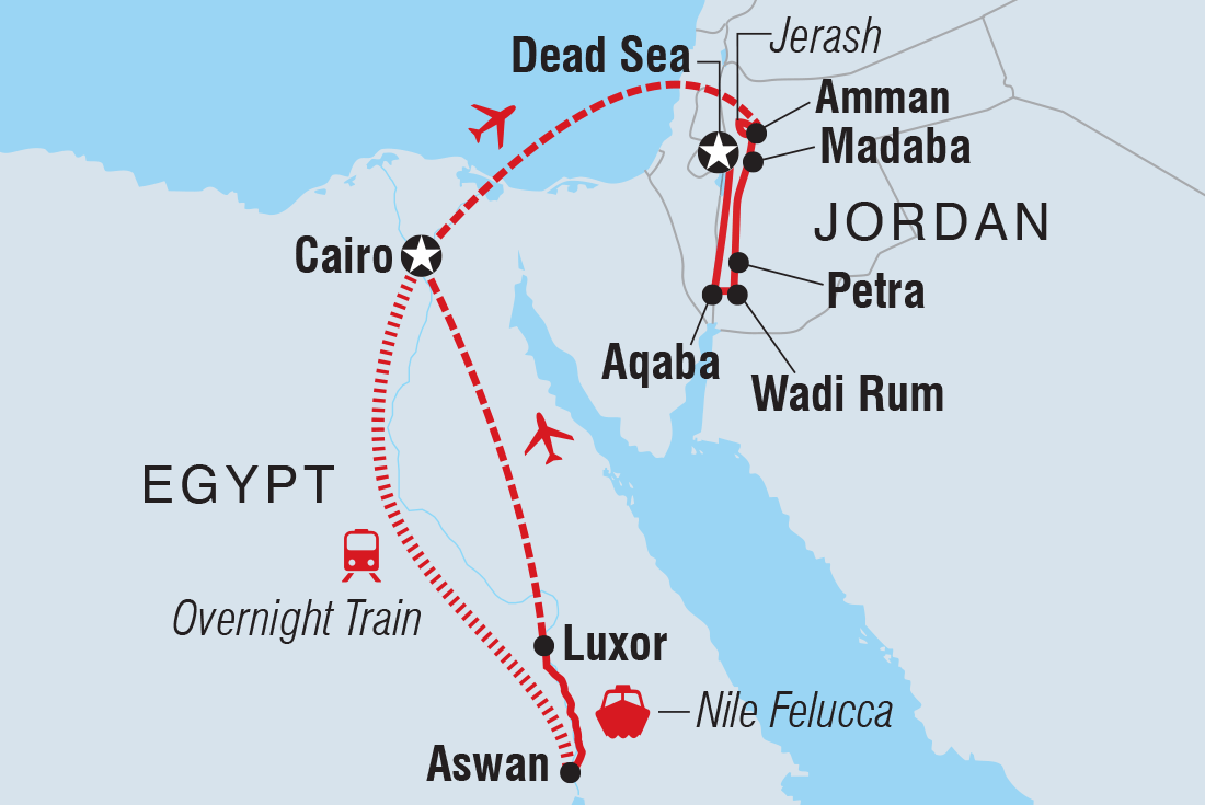 tourhub | Intrepid Travel | Egypt and Jordan Family Holiday  | Tour Map