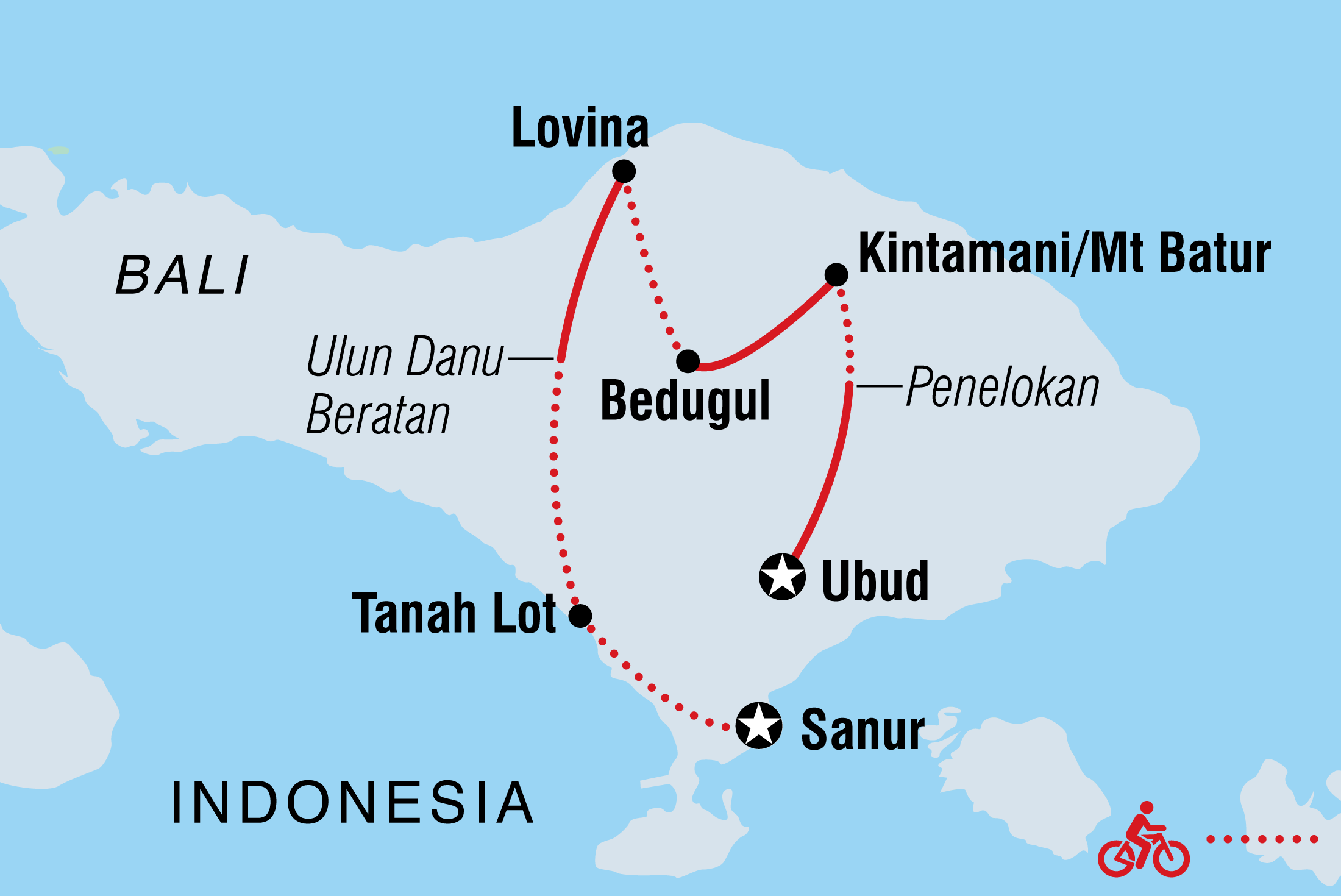 tourhub | Intrepid Travel | Cycle Bali | TIXC | Route Map