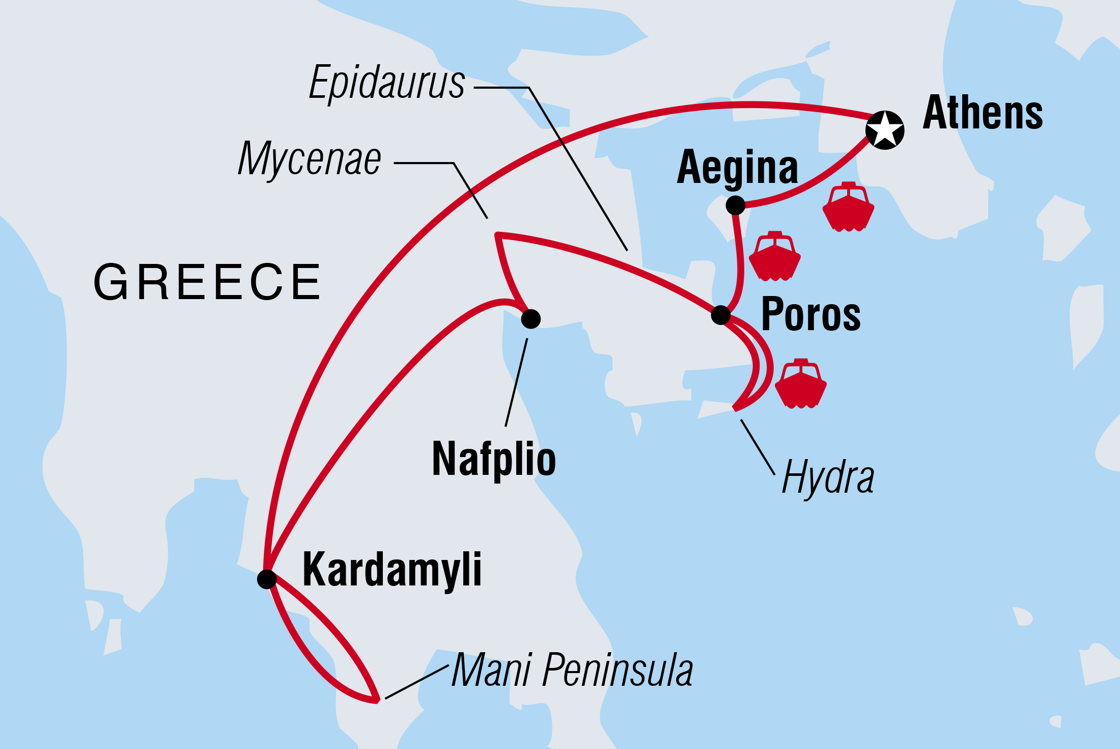 Greece Real Food Adventure Itinerary Map