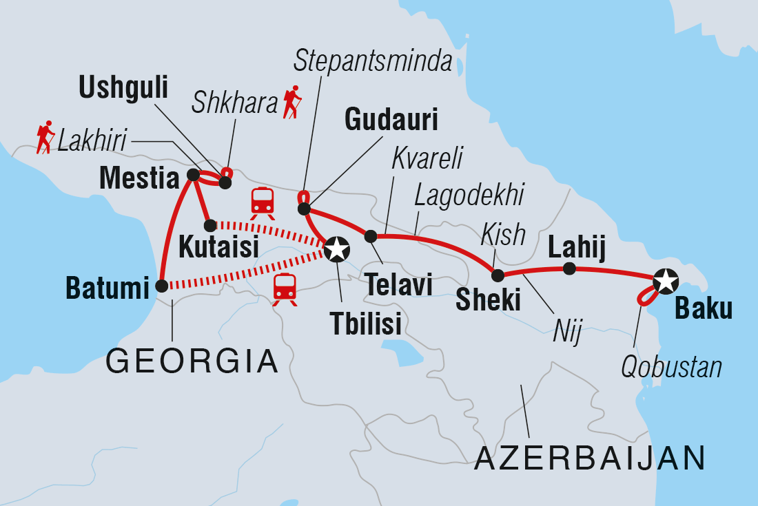 tourhub | Intrepid Travel | Azerbaijan & Georgia Experience | KFSGC | Route Map