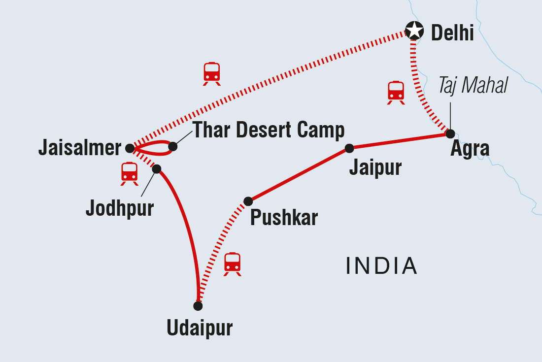 tourhub | Intrepid Travel | Real Rajasthan | Tour Map