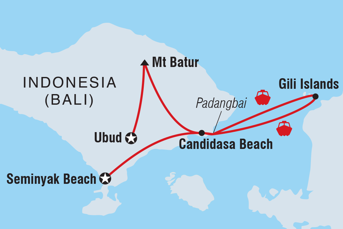 tourhub | Intrepid Travel | Essential Bali & Gili Islands | Tour Map