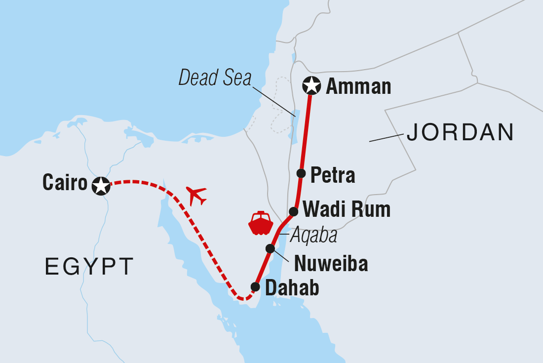 tourhub | Intrepid Travel | Jordan & Egypt Express | Tour Map