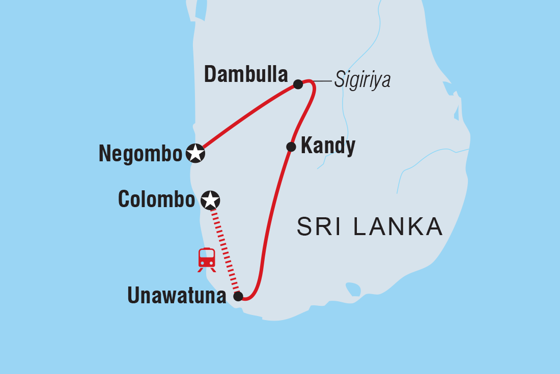 tourhub | Intrepid Travel | Simply Sri Lanka | HPRS | Route Map