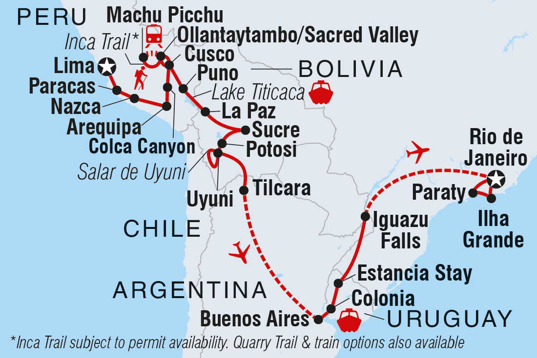 tourhub | Intrepid Travel | Best of South America  | Tour Map