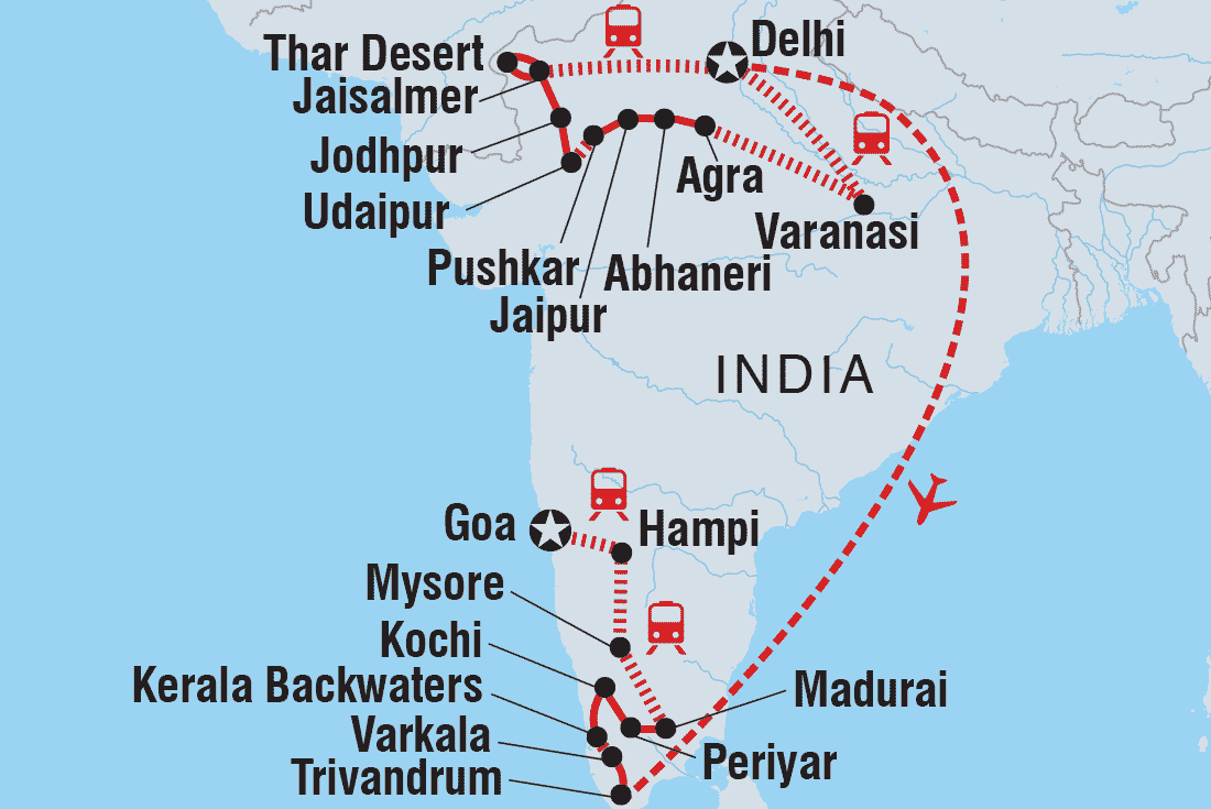 tourhub | Intrepid Travel | Iconic India | Tour Map