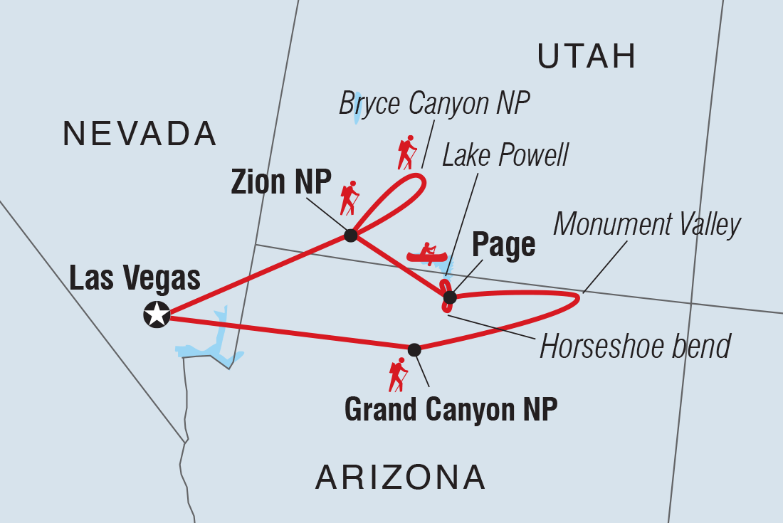 tourhub | Intrepid Travel | Western USA National Parks Loop | Tour Map