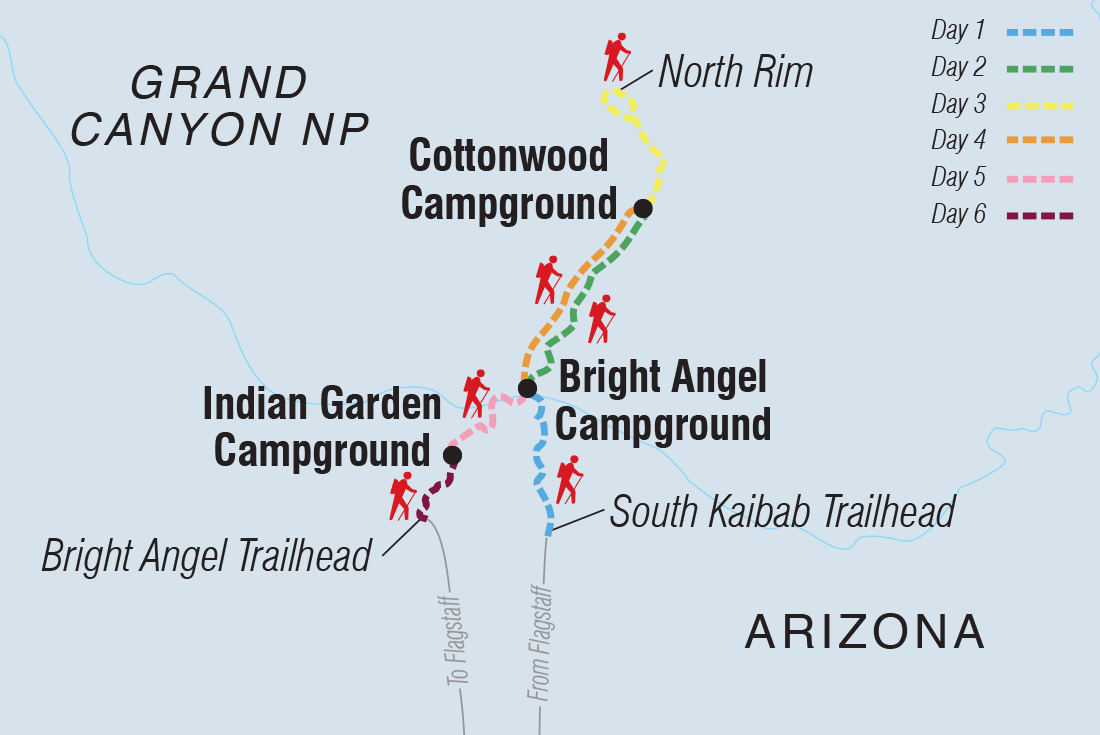 tourhub | Intrepid Travel | Winter Hiking and Backpacking in Grand Canyon: Rim to Rim | Tour Map