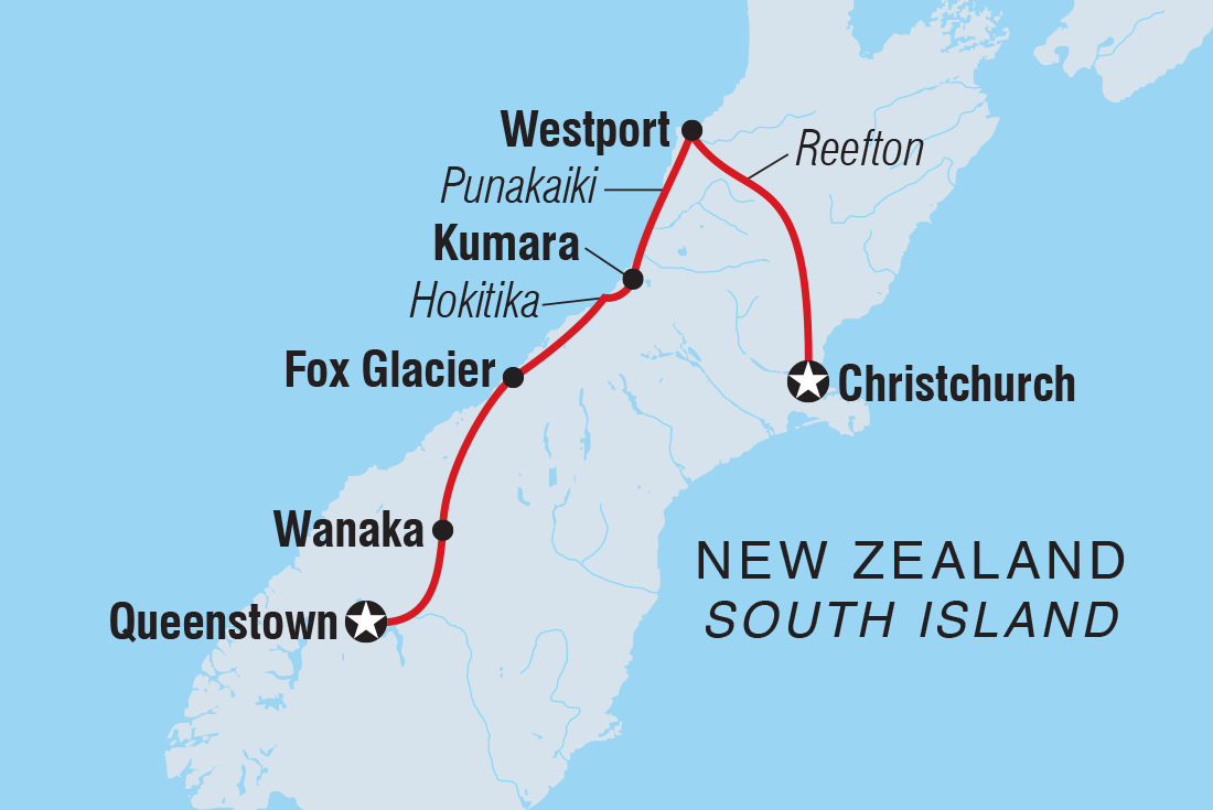 tourhub | Intrepid Travel | New Zealand West Coast Adventure | Tour Map