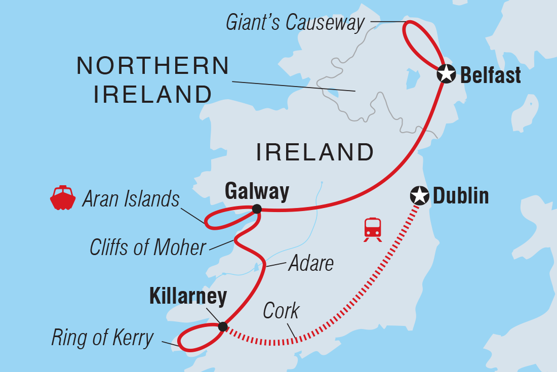 tourhub | Intrepid Travel | Northern & Southern Ireland | Tour Map