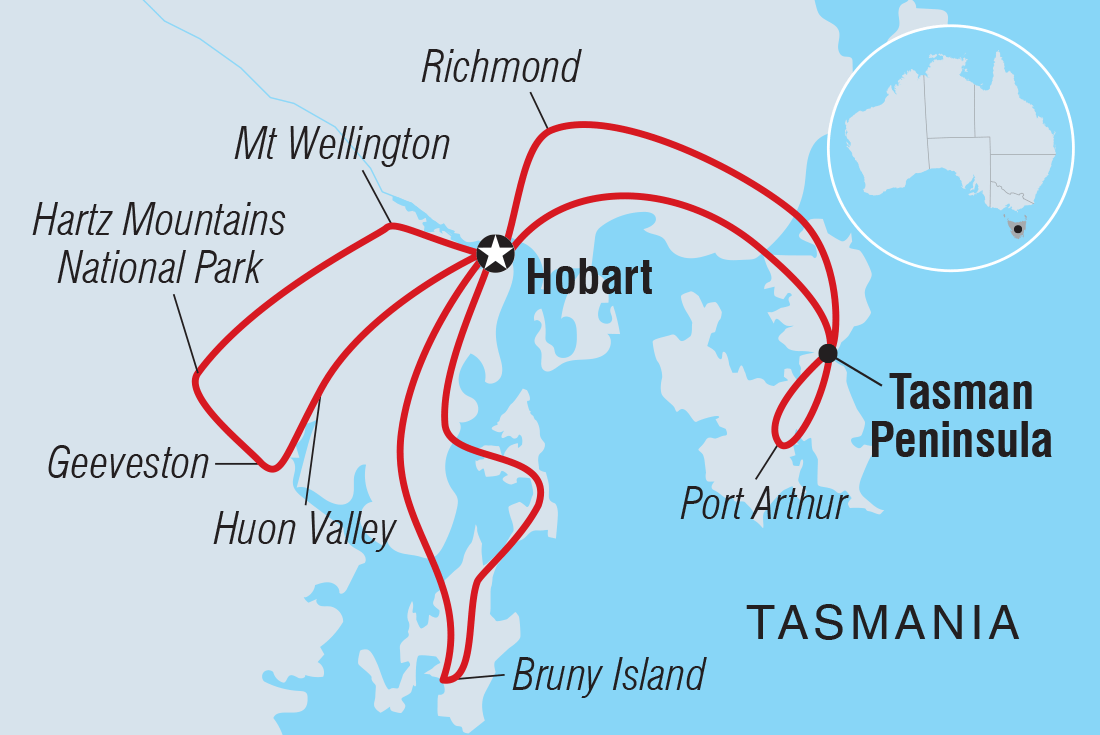 tourhub | Intrepid Travel | Hobart & Southern Tasmania Explorer | Tour Map