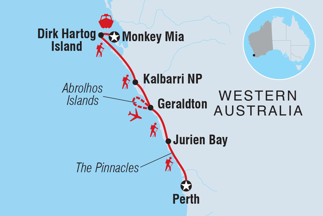 tourhub | Intrepid Travel | Walk Western Australia's Kalbarri & Coral Coast | Tour Map