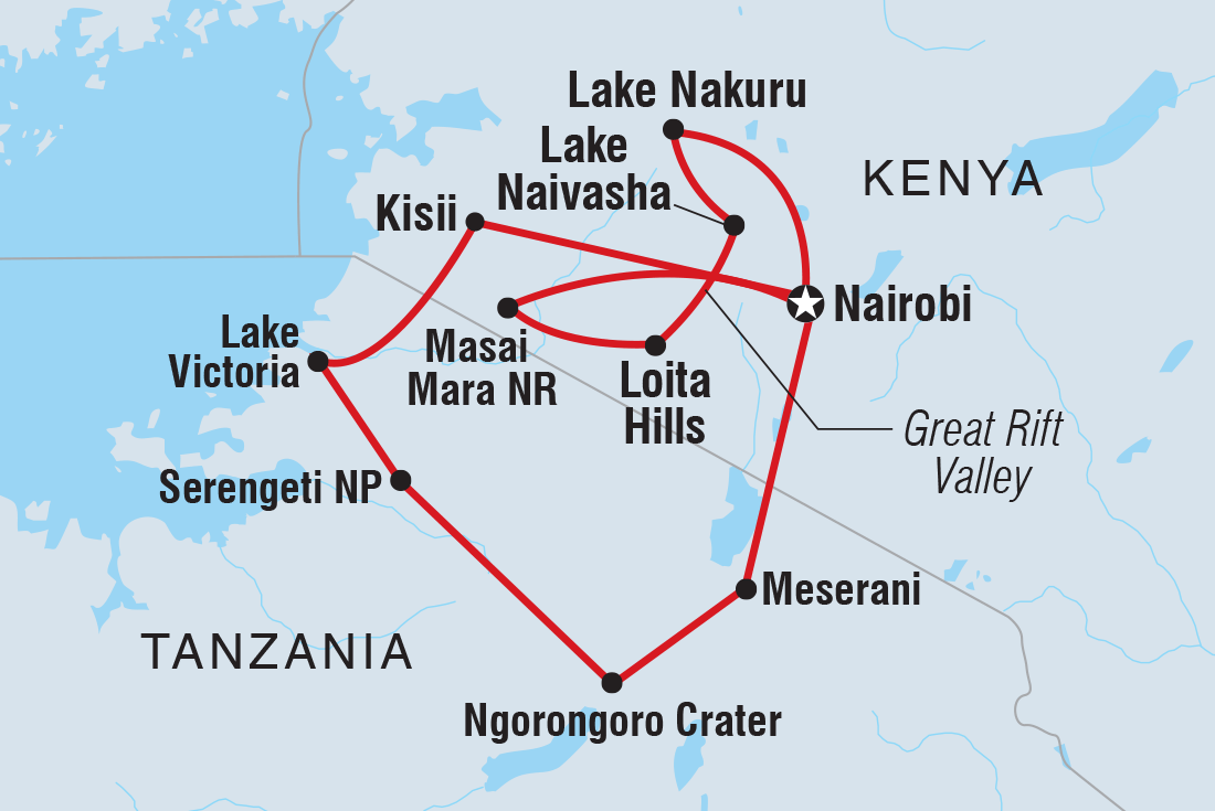 tourhub | Intrepid Travel | Kenya and Tanzania Family Safari  | Tour Map
