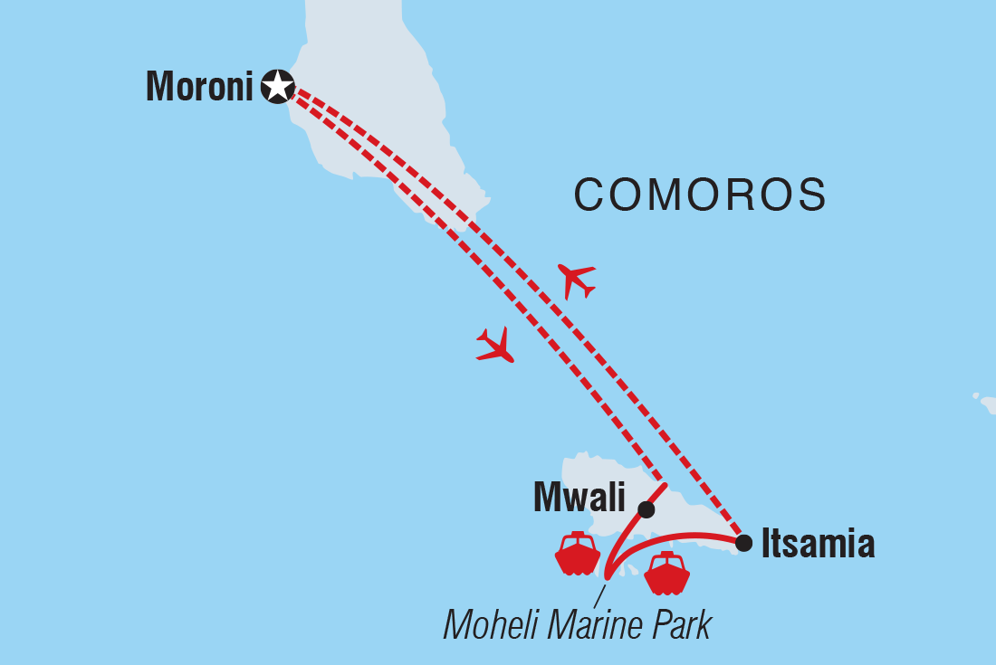 Comoros: Wildlife Expedition Itinerary Map