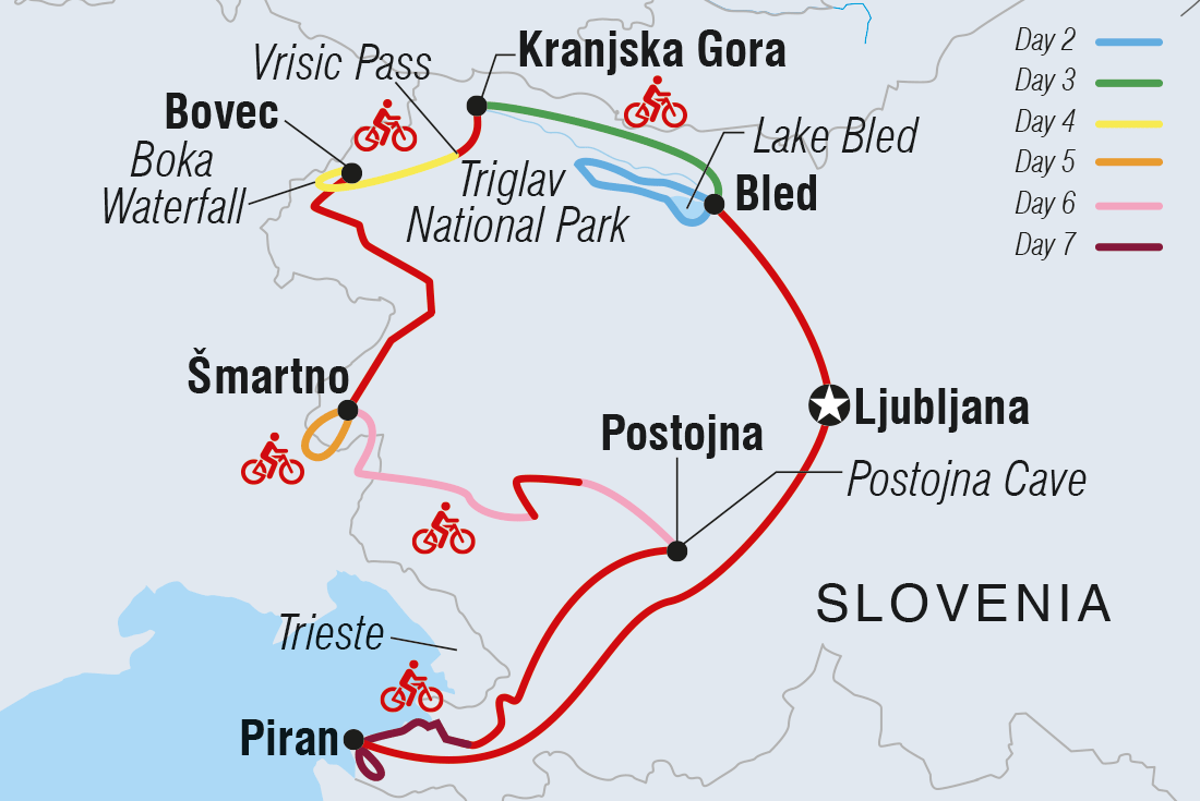 tourhub | Intrepid Travel | Cycle Slovenia | Tour Map