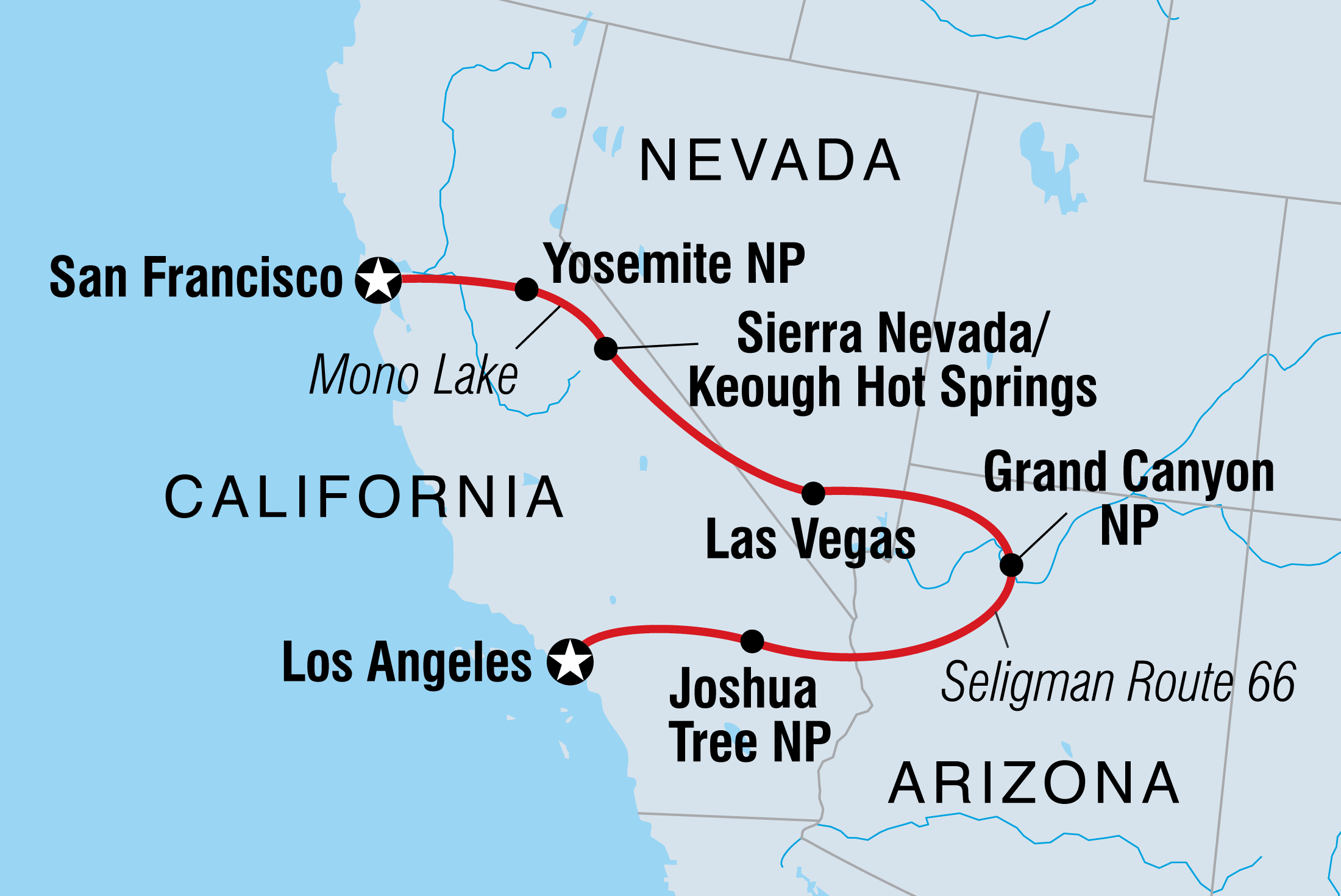 Wild Western USA Itinerary Map