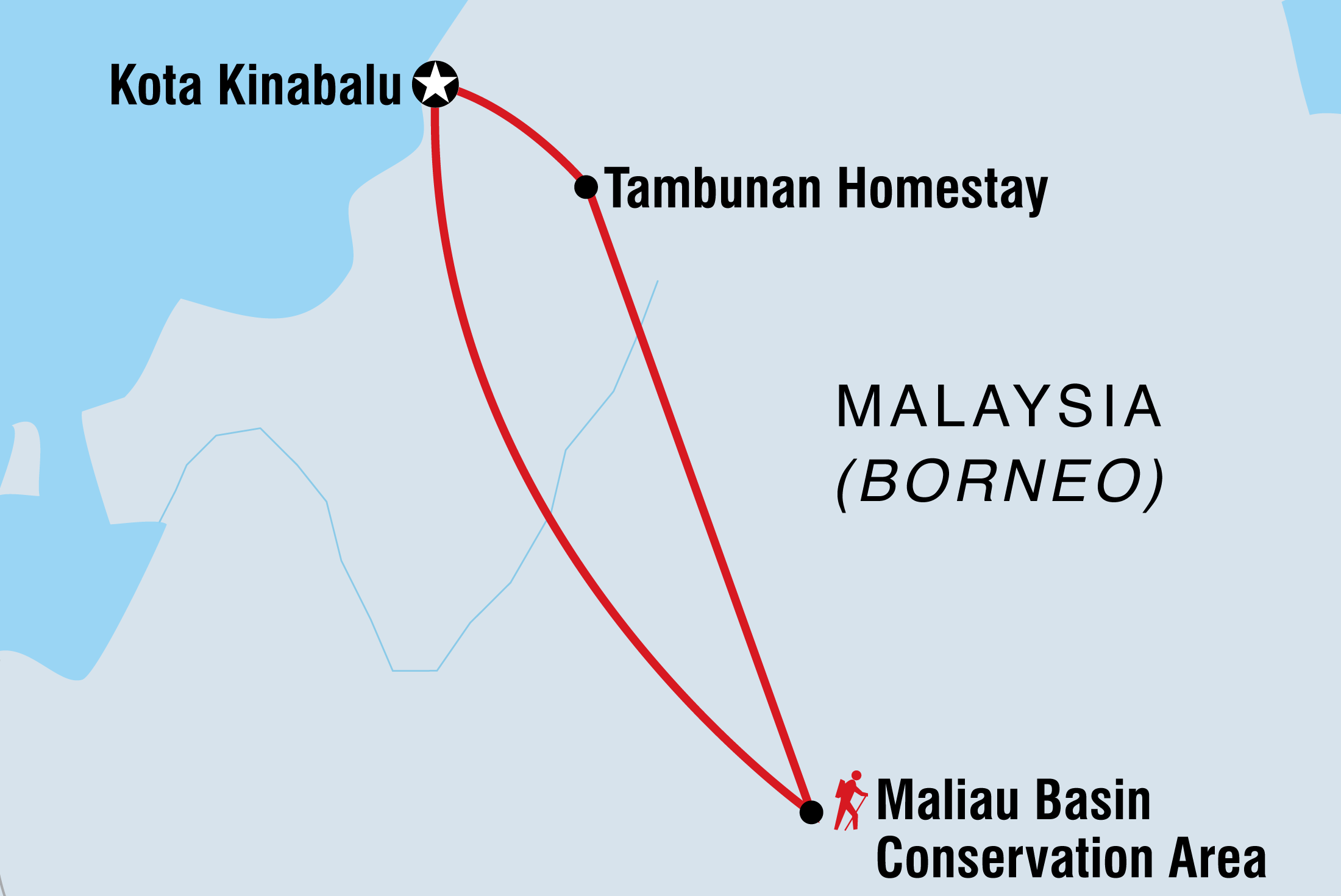 Borneo Expedition: Maliau Basin - Sabah's Lost World Trek Itinerary Map