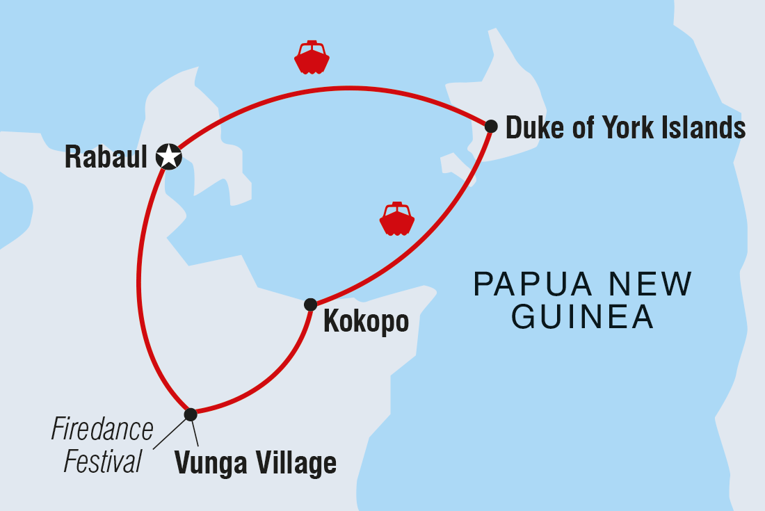 Papua New Guinea Expedition: Firedance Festival Itinerary Map