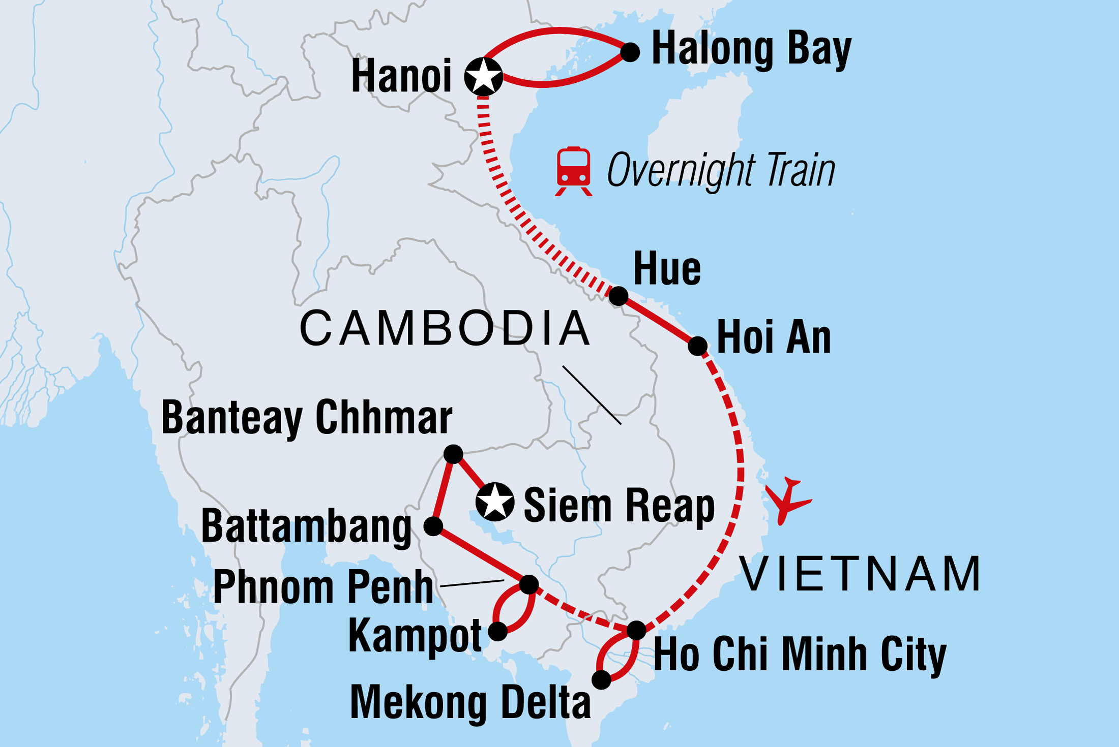 Vietnam & Cambodia Real Food Adventure Itinerary Map