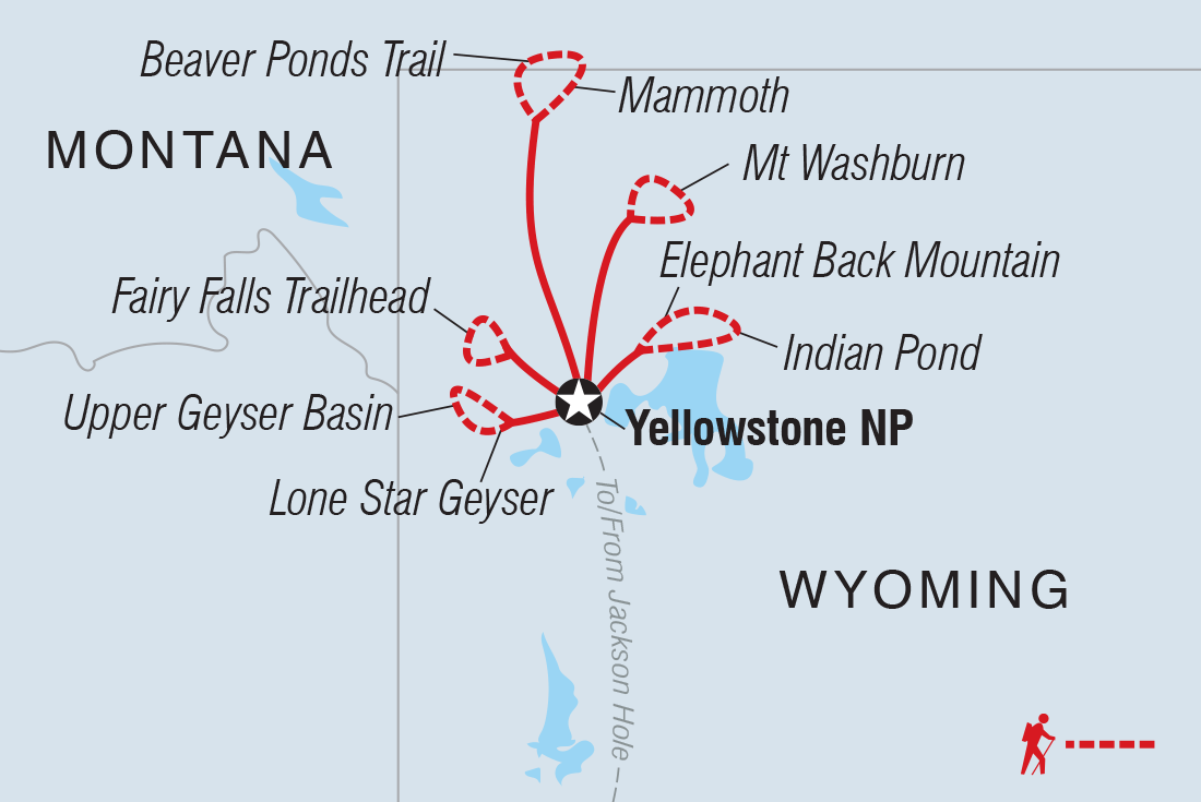 tourhub | Intrepid Travel | Hiking and Camping in Yellowstone | Tour Map