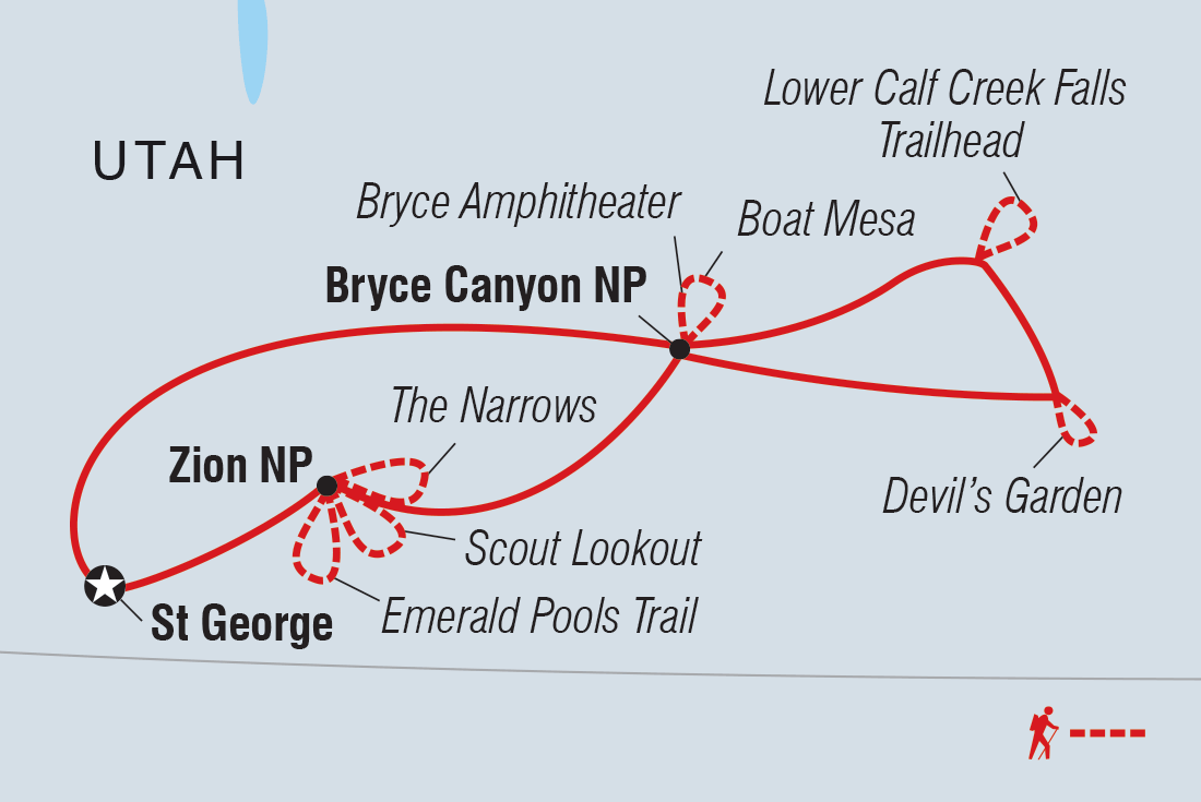 tourhub | Intrepid Travel | Hiking and Camping in Utah | Tour Map